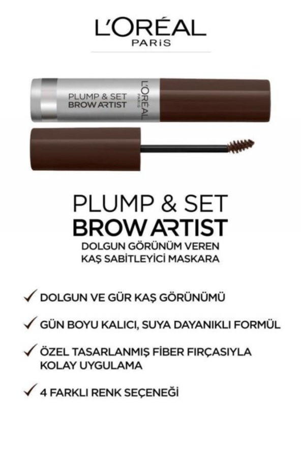 LOreal Paris Brow Artist Plump & Set Dolgun Görünüm Veren Kaş Sabitleyici Maskara - 109 Ebony - 5