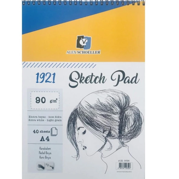 Alex Schoeller Sketch Pad Spiralli Eskiz Defteri A4 90 gr 40 yp