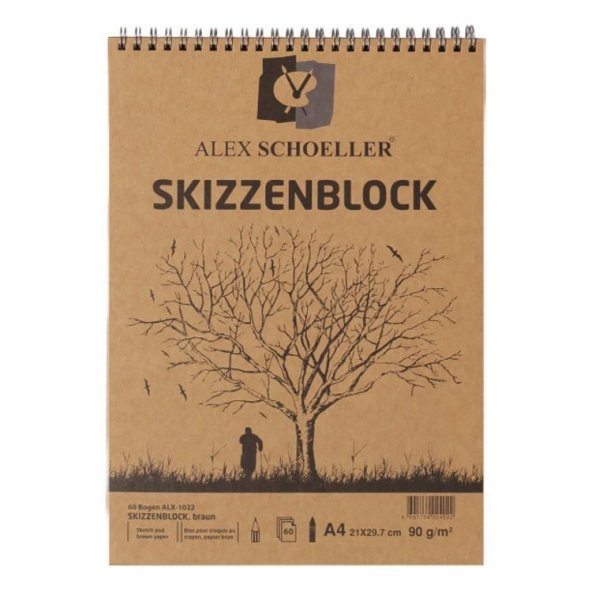 Alex Schoeller Kraft Eskiz Blok A4 Üstten Spiralli 90 gr. 60 yp.
