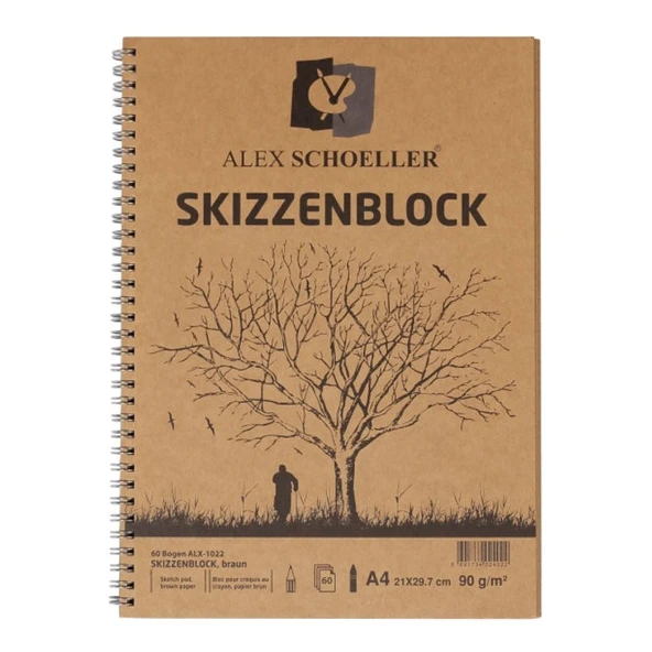 Alex Schoeller Kraft Eskiz Blok A4 Yandan Spiralli 90 gr. 60 yp.