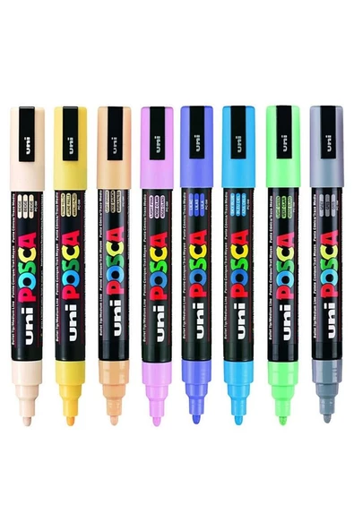 Uni Posca Pc-5m 1.8-2.5 Su Bazlı Boyama Markörü Seti Çiçek Renkleri 8 Renk