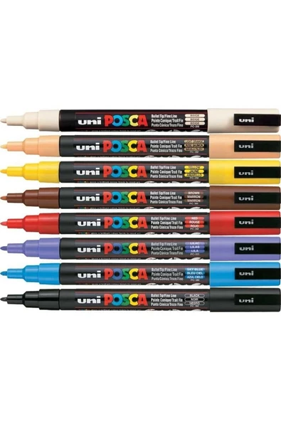 Uni Posca Su Bazlı Marker Pc-3m 8'li - Toprak Renkler