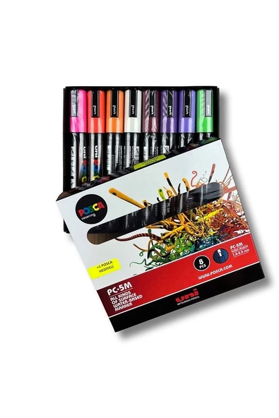 Uni Posca 5m Boyama Markörü 8 Li Set Çiçek Renkler
