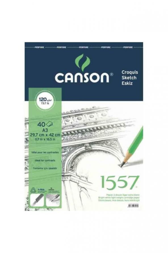 Canson A3 1557 Resim Ve Çizim Blok 120 Gr 40yp 120a340us