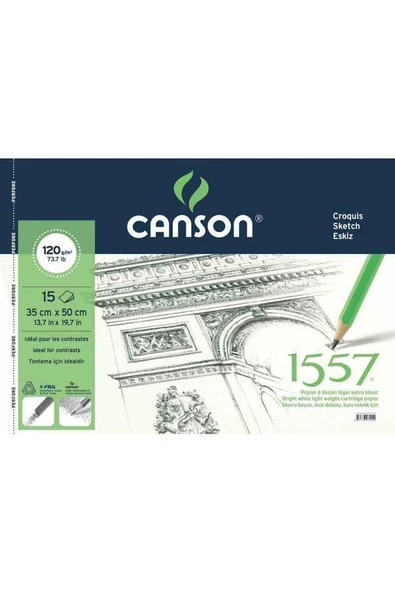 Canson 1557 Spiralli Resim Defteri 35x50 120gr 15yp