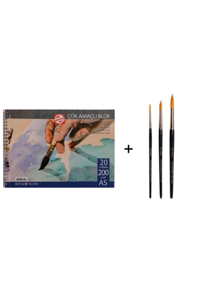 Talens Vangogh 191 Sulu Boya Fırça Seti ve Talens Defter a5 200gr