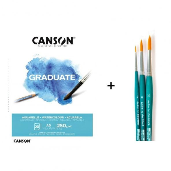 Da Vinci Set-5 Suluboya Fırça Seti ve Canson Graduate Defter a5 250gr