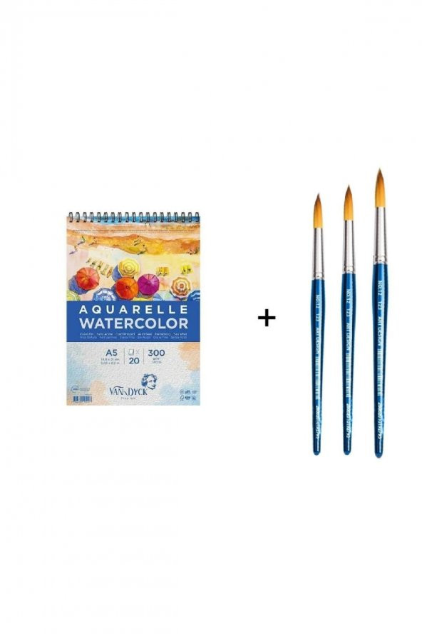 Art Tone Art Design 123 Suluboya Fırça Seti ve Van Dyck Defter a5 300gr