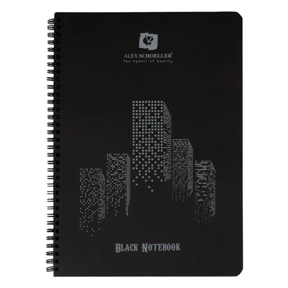 Alex Schoeller Black Notebook A4 Siyah Defter 120 gr. 60 yp. Spiralli