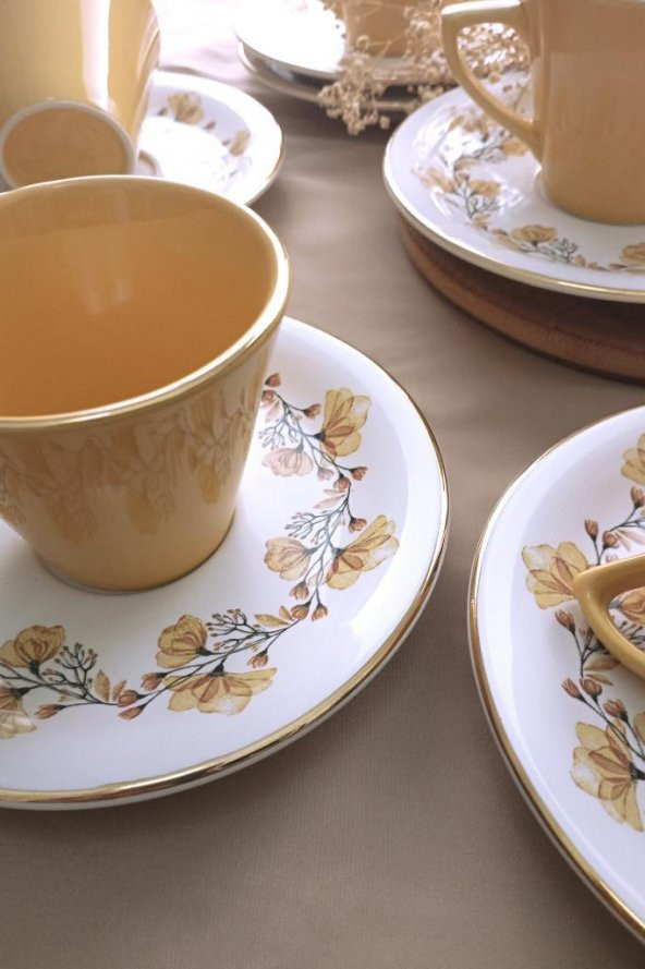 Glore İstanbul Lizy Hardal 12 Parça 6 Kişilik Çay Fincan Takımı - 2