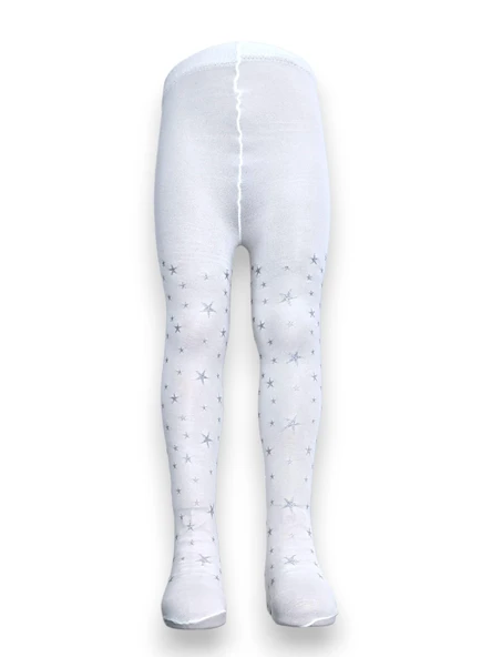 Simli Yıldızlı Çocuk Külotlu Çorap - 6