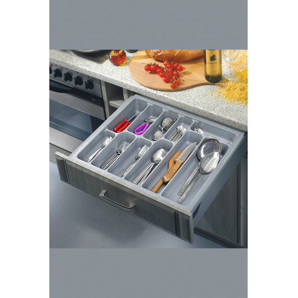 NETAKS ÇEKMECE İÇİ KAŞIKLIK 60X45 GRİ ÇEKMECE İÇİ ORGANIZER DÜZENLEYİCİ - 2