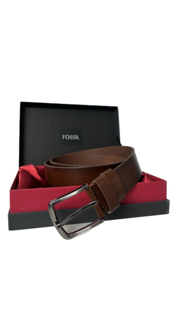 Fossil Kahverengi Hakiki Tosado Düz Deri Spor 4 cm Erkek Kemeri-130