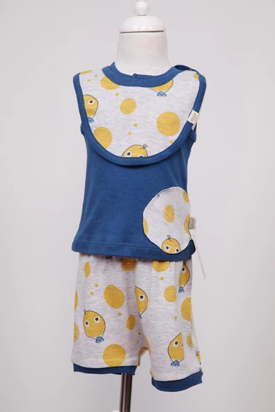 Limon Baskı Şort Atlet Mamalık Erkek Bebek Takım 3'lü 3572 - 3