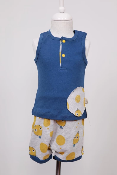 Limon Baskı Şort Atlet Mamalık Erkek Bebek Takım 3'lü 3572 - 2