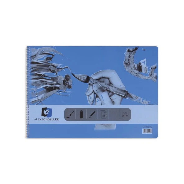 Alex Schoeller PP Renkli Kapak Resim Defteri 25x35 cm. 120 gr. 25 yp.