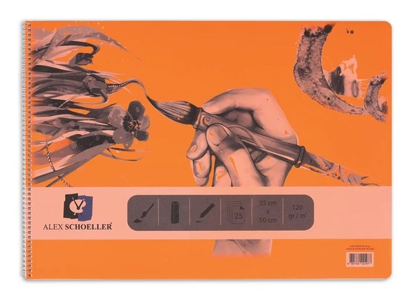Alex Schoeller PP Renkli Kapak Resim Defteri 35x50 cm. 120 gr. 25 yp.