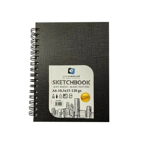 Alex Schoeller Sketchbook Sert Kapak Spiralli Eskiz Defteri A6 120 gr 70 yp