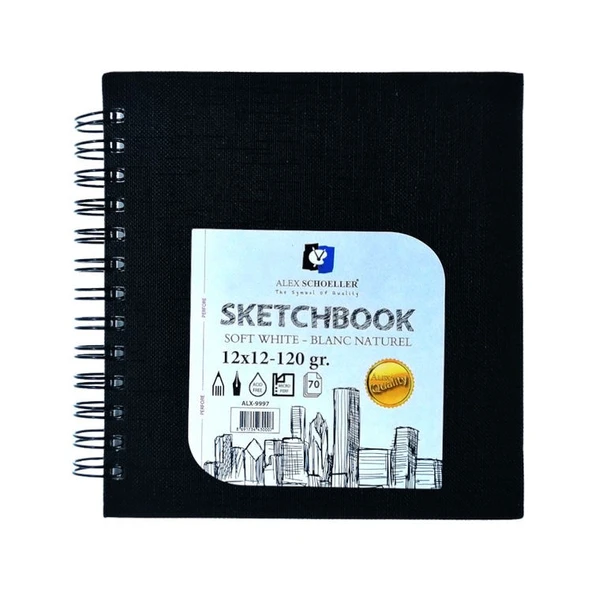 Alex Schoeller Sketchbook Sert Kapak Spiralli Eskiz Defteri 12x12 cm 120 gr 70 yp