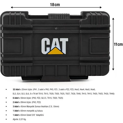 CAT DA01902 45 Parça Manganez Fosfat Alaşımlı Vidalama Uç Seti - 4