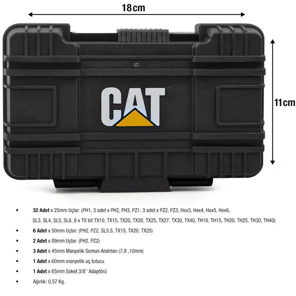 CAT DA01902 45 Parça Manganez Fosfat Alaşımlı Vidalama Uç Seti - 9