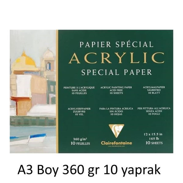 Clairefontaine Acrylic Special Paper Akrilik Blok A3 360 gr 10 Yaprak