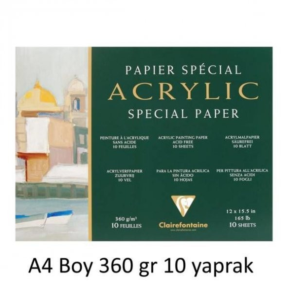 Clairefontaine Acrylic Special Paper Akrilik Blok A4 360 gr 10 Yaprak