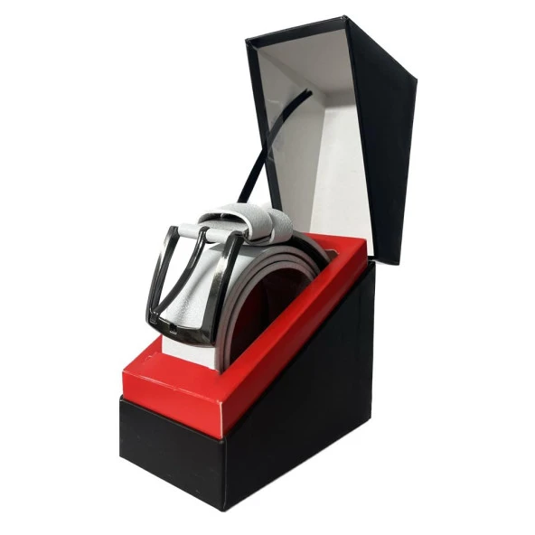 Fossil Beyaz Hakiki Düz Deri Spor 4 cm Erkek Kemeri-125 - Resim 2