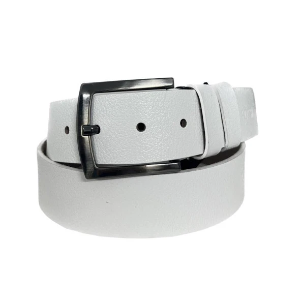 Fossil Beyaz Hakiki Düz Deri Spor 4 cm Erkek Kemeri-110 - Resim 4