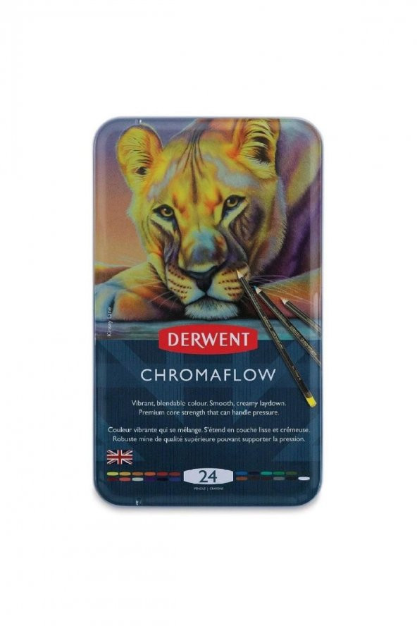 Derwent Chromaflow Kuru Boya Kalem Seti Metal Kutu 24'lü