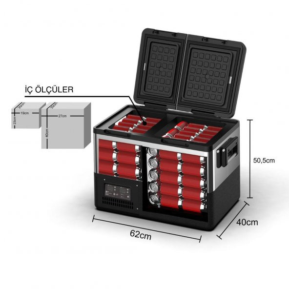 ICECO TCD55 12/24Volt 55 Litre Çift Bölmeli Outdoor Kompresörlü Oto Buzdolabı/Dondurucu - 5