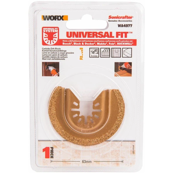 WORX WA4977 Çok Amaçlı Raspalama Makinası İçin 63mm 180˚ Beton, Fayans Derz Arası Universal Temizleme/Kesme Karbür Bıçağı - 10