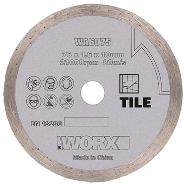 WORX WA6075 WX801 İçin 76x10mm Fayans, Seramik, Mermer Elmas Kesme Diski - 6