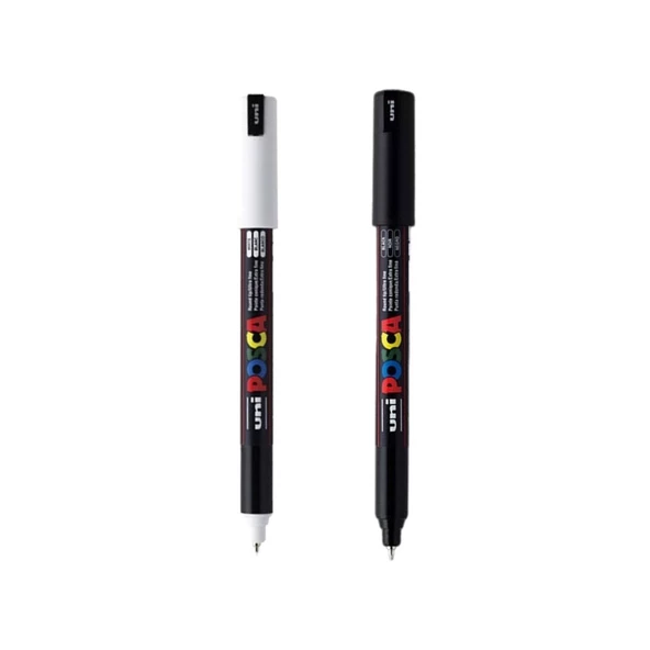 Uni Posca Marker Kalem Pc-1mr (0.7mm) 2'li Set Siyah ve Beyaz