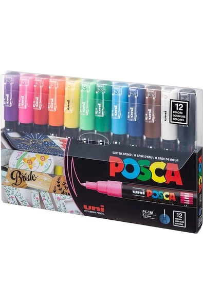 Uni Posca Pc-1m 0.7 Mm. Boyama Markörü Seti 12 Renk