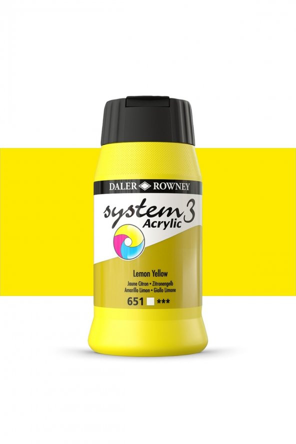 Daler Rowney System 3 Akrilik Boya 500ml 651 Lemon Yellow