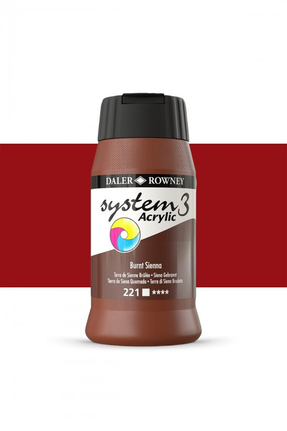 Daler Rowney System 3 Akrilik Boya 500ml 221 Burnt Sienna