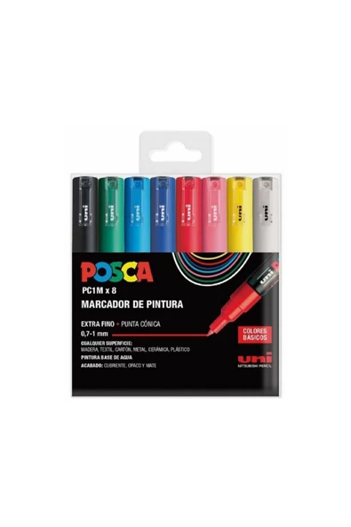 Uni Posca Marker Kalem Pc-1m (0.7mm) 8'li Set