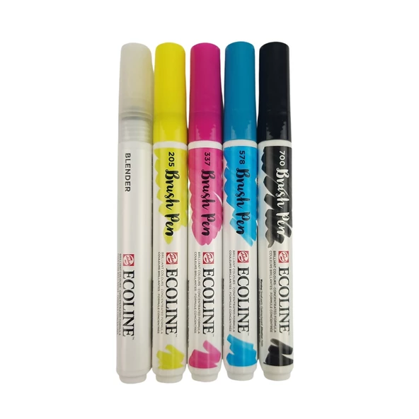 Talens Ecoline Suluboya Brush Pen 5'li Set Primary