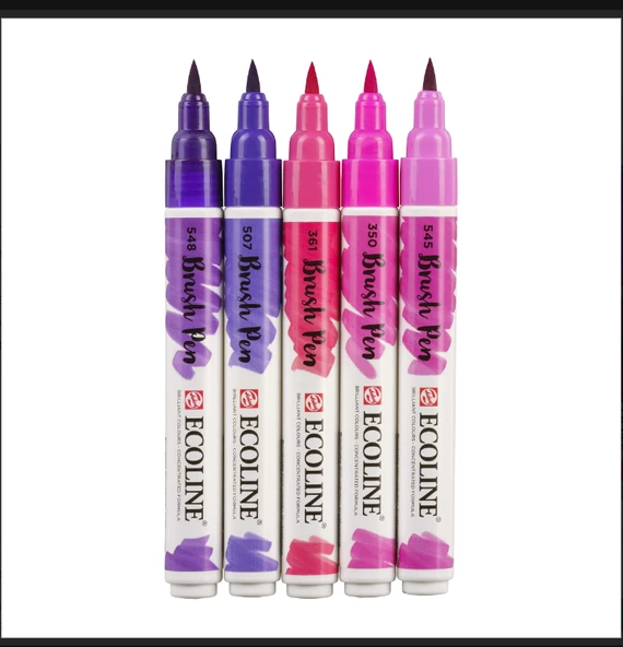 Talens Ecoline Suluboya Brush Pen 5li Set Violet