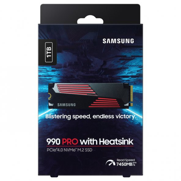 Samsung 1TB 990 PRO w-Heatsink MZ-V9P1T0CW 7450-6900MB-s RGB PCIe NVMe M.2 SSD Disk - 2