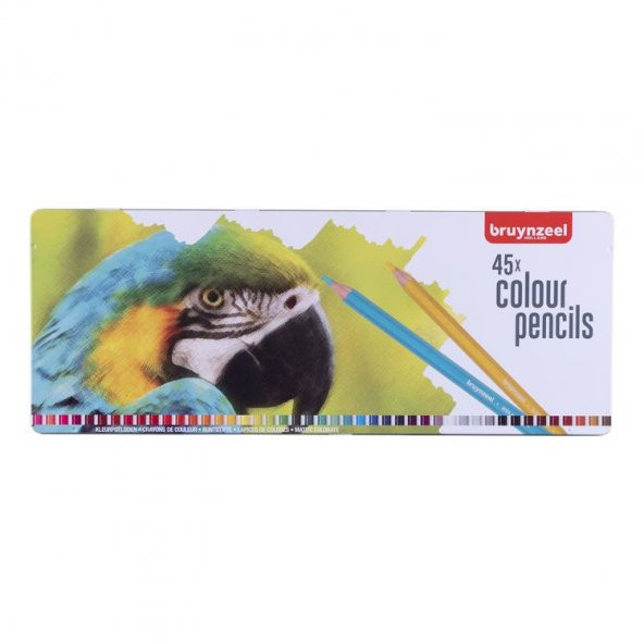 Bruynzeel Kuru Boya Kalemi 45 Renk Metal Kutu Parrot