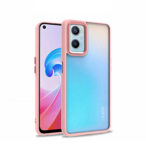 Oppo A76 Kılıf Zore Flora Elektroplatin kaplama sert PC Kapak Kılıf  Rose Gold