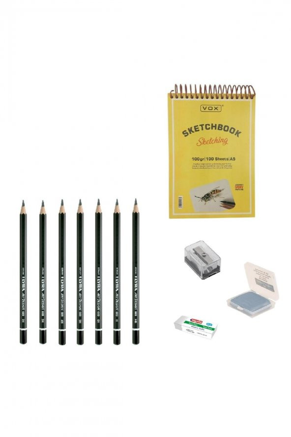 LYRA Eskiz Başlangıç Seti 4 + Dereceli kalem + a5 Defter + Dağıtıcı Set + silgi + Açacak + Hamur silgi