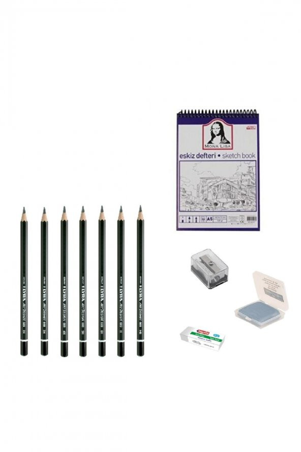 LYRA Eskiz Başlangıç Seti 3 + Dereceli kalem + a5 Defter + Dağıtıcı Set + silgi + Açacak + Hamur silgi