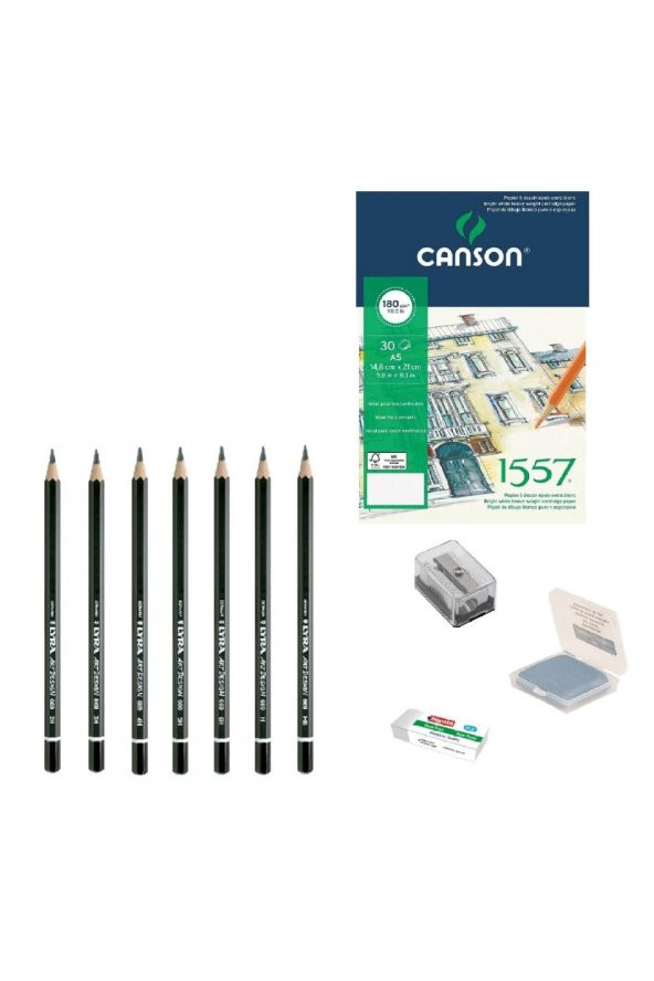 LYRA Eskiz Başlangıç Seti 9 + Dereceli kalem + a5 Defter + Dağıtıcı Set + silgi + Açacak + Hamur silgi