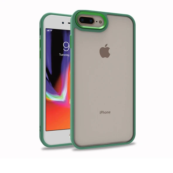 Apple iPhone 8 Plus Kılıf Zore Flora Kapak Kılıf  Yeşil