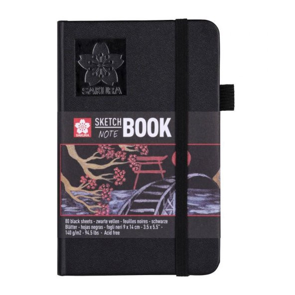 Sakura Sert Kapak Skechbook Siyah Kağıt 140 gr 9x14 cm 80 yp