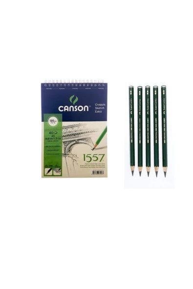 Faber Castell 9000 Premium Dereceli Kalem Seti Ve Canson A5 Boy Spiralli Eskiz Defteri