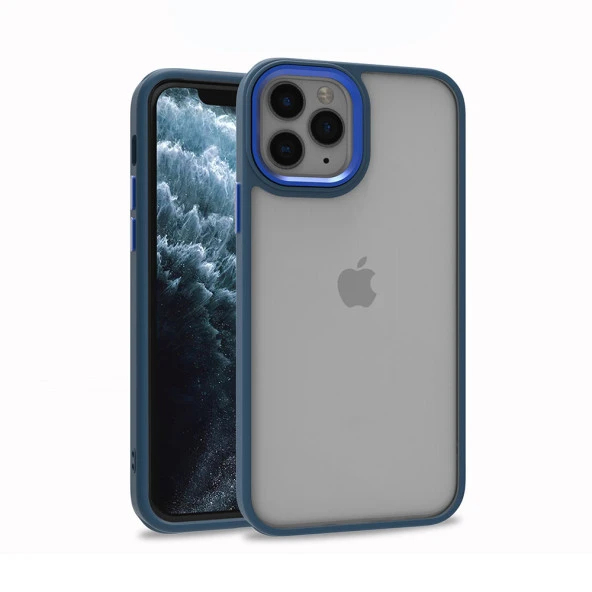 Apple iPhone 11 Pro Max Kılıf Zore Flora Kapak Kılıf  Mavi